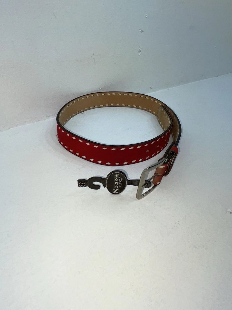 New Red Genuine Leather Nocona Stitched 32” Belt #7031 Z-35