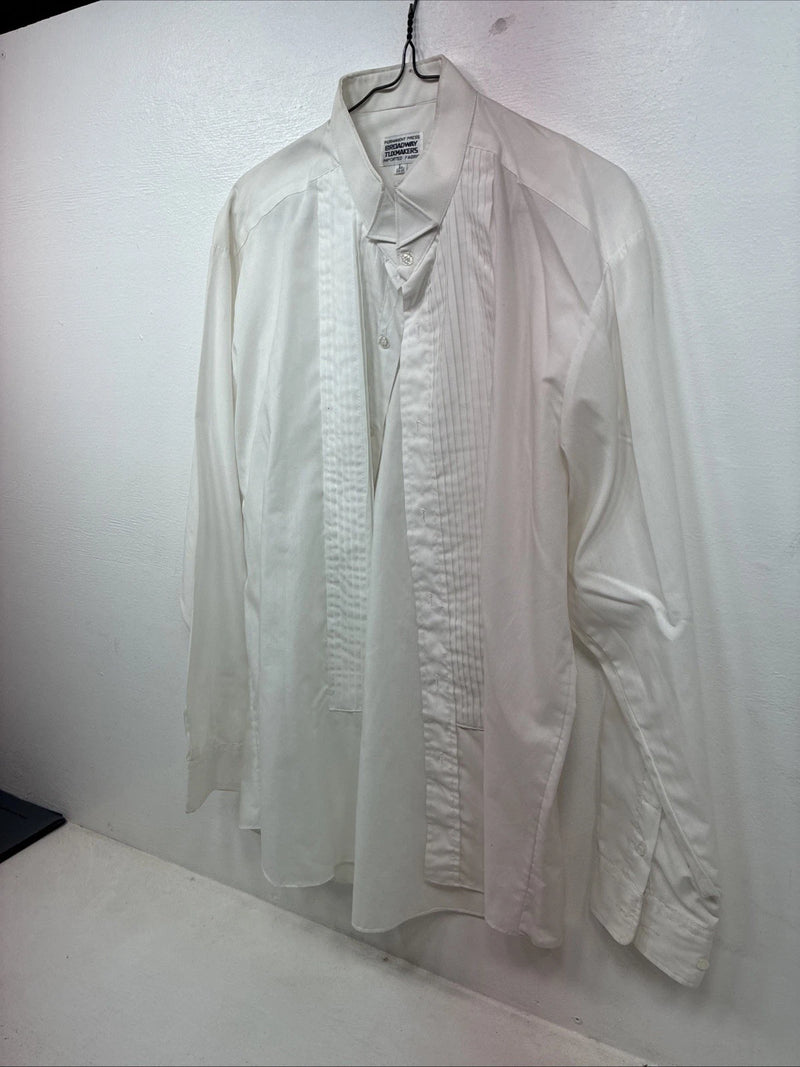 New Broadway TuxMakers White Long Sleeve Button Up English Shirt Large TT-42