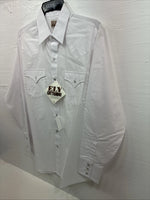 New Men’s ELY Cattleman Western White Long Sleeve Pearl Snap 16 Large V-48