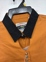 New Women’s Cumberland Orange Black Short Sleeve Button Up Large MM-134