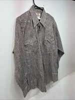 New Women’s Dickson Jenkins Brown Stripe Long Sleeve Pearl Snap Size 17 XL II-37