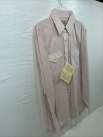 New Men’s ELY Cattleman Pink Stripe Long Sleeve Pearl Snap 16 Large V-111