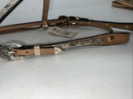 New Royal King Leather Metal Plate Browband Headstall W Split Reins #18-34 U-26
