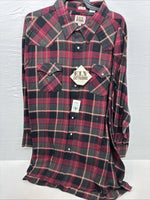 New Men’s ELY Cattleman Red Black Flannel Long Sleeve Pearl Snap 4XL E-82