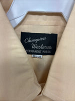 New Women’s Champion Western Yellow Long Sleeve Pearl Snap 15.5 Large KK-18
