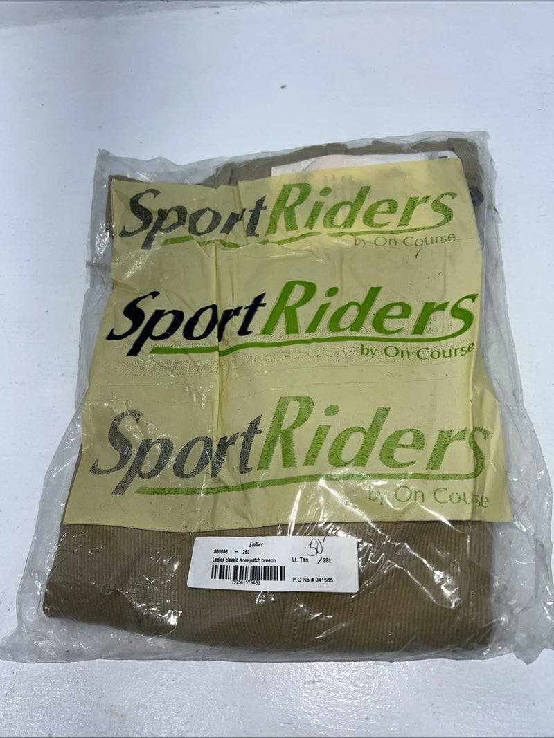 New Women’s Tan Sport Riders Classic Knee Patch English Breeches. 28 L C-44