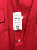 New Men’s White Horse Red Simple Long Sleeve Pearl Snap XL O-59