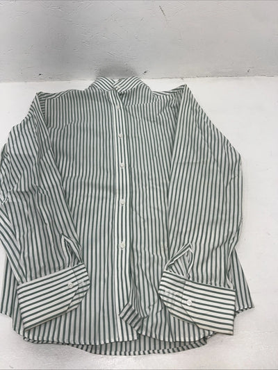 New Women’s Van teal Green Stripped Long Sleeve English Riding Shirt. 8/30 G-46