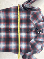 New Kids Panhandle Slim Red Blue Plaid Long Sleeve Pearl Snap Size 10 CC-93