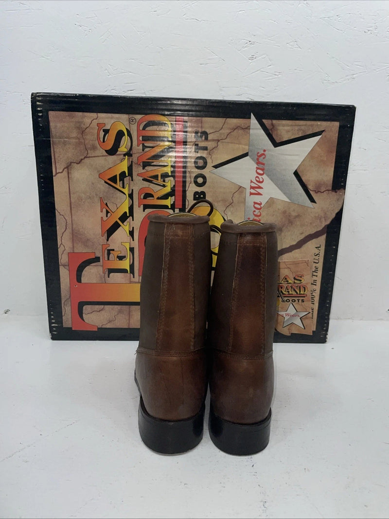 New Women’s Brown Lace Up Texas Brand Cowboy Boots. 4479 5 M. 2-42