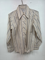 New Women’s Ranch Tan Stripe Long Sleeve Pearl Snap Size 34 MM-4