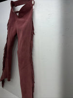 NOS Pink Show Chaps With Fringe Adjustable Waist 31” I-79