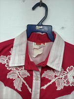 New Women’s Deborah Haman Pink Design Long Sleeve Pearl Snap Medium LL-44