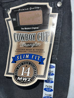 New Men’s Grey Cowboy Cut Wrangler Slim Fit Denim Jeans. 7x36 F-36