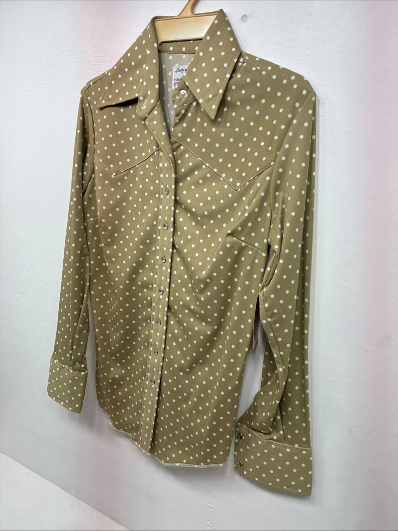 New Women’s Dickson Jenkins Green Dot Long Sleeve Pearl Snap Size 32 DD-97