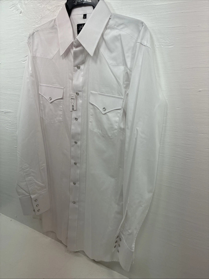 New Men’s White Horse White Long Sleeve Pearl Snap Large Tall AA-44