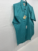 New Men’s ELY Cattleman Teal Western Short Sleeve Pearl Snap 16.5 Large T-52