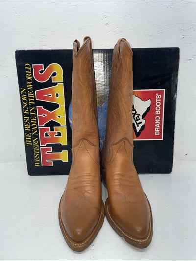 New Men’s Brown Texas Brand Cowboy Boots. M 139 8 D. 2-33