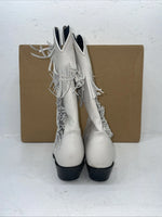 New Women’s White With Fringe Capezio Cowboy Boots. L 697 8 M. 16-66