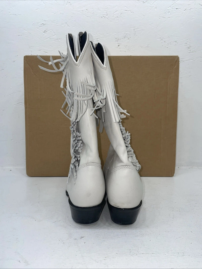 New Women’s White With Fringe Capezio Cowboy Boots. L 697 8 M. 16-66