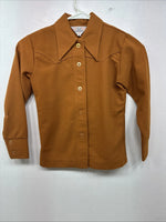 New Women’s Lady Western Orange Long Sleeve Button Up Size 8 TT-112