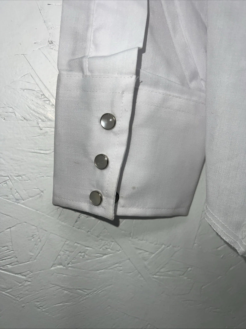 New Men’s White Champion Western Long Shirt. 15.5 X 34 Medium Pearl Snap A-176
