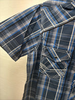 New Men’s ELY 1878 Plus Gray Plaid Short Sleeve Pearl Snap Large X-59