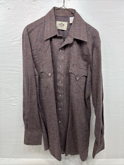 New Men’s Prior Multicolor Long Sleeve Pearl Snap 16.5 Large K-72