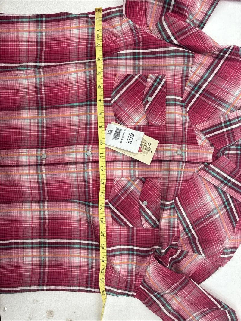 New Women’s Cumberland Pink Plaid Long Sleeve Pearl Snap XL GG-56