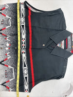 New Women’s Cumberland Black White Design Short Sleeve Button Up Medium MM-113