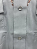 New Men’s Champion Western Gray Designed Long Sleeve Pearl Snap 15.5 Medium X-4