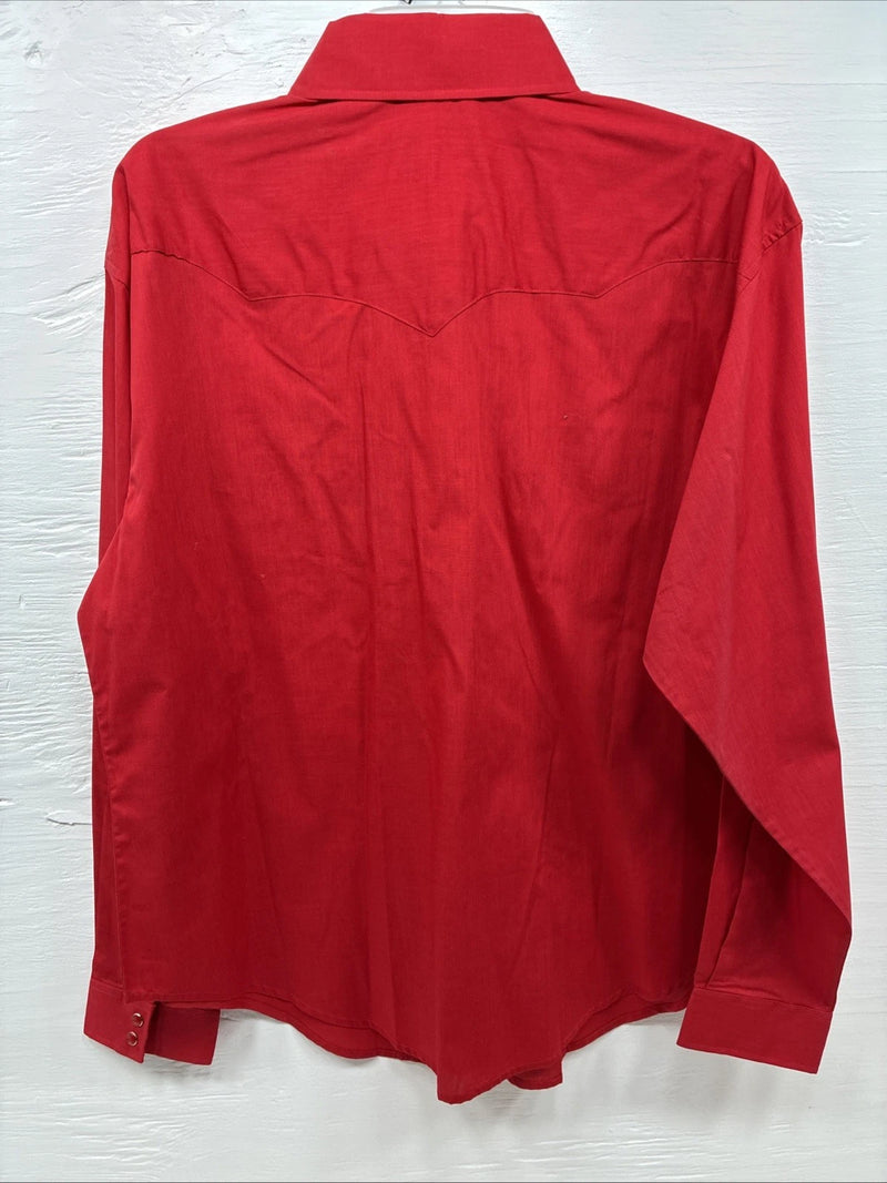 New Men’s White Horse Western Red Long Sleeve Pearl Snap XL V-12