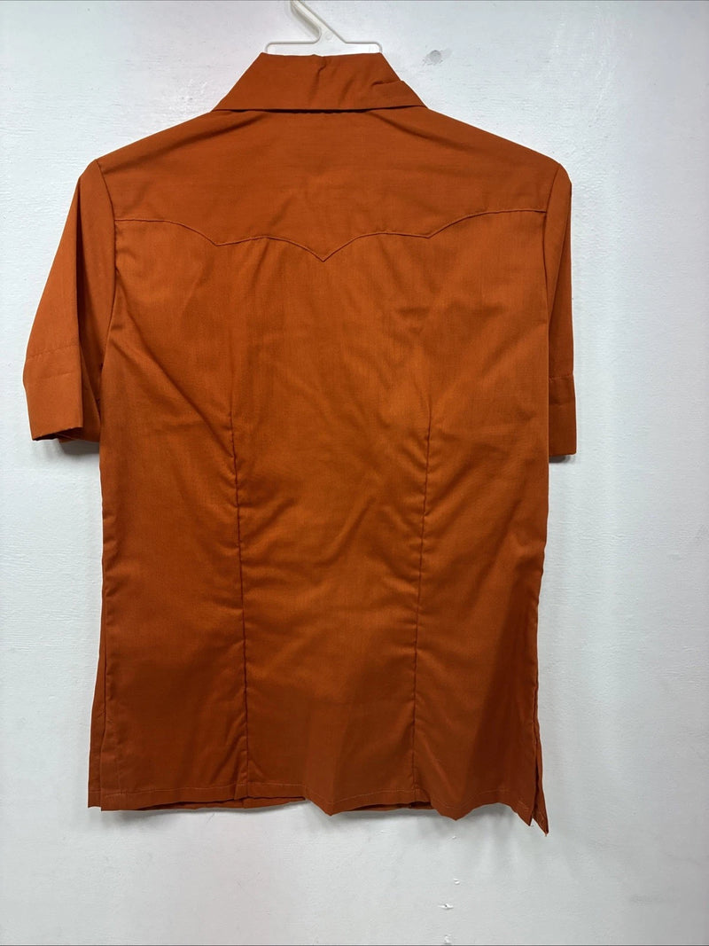 New Women’s Panhandle Slim Orange Short Sleeve Button Up Size 10 LL-104