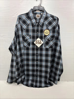 New Men’s ELY Cattleman Grey Black Long Sleeve Pearl Snap 3XL E-39