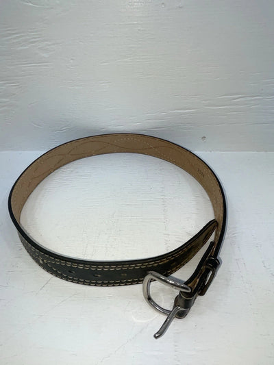 New Black Genuine Leather Stitched 32” Belt #2021 JJ-13