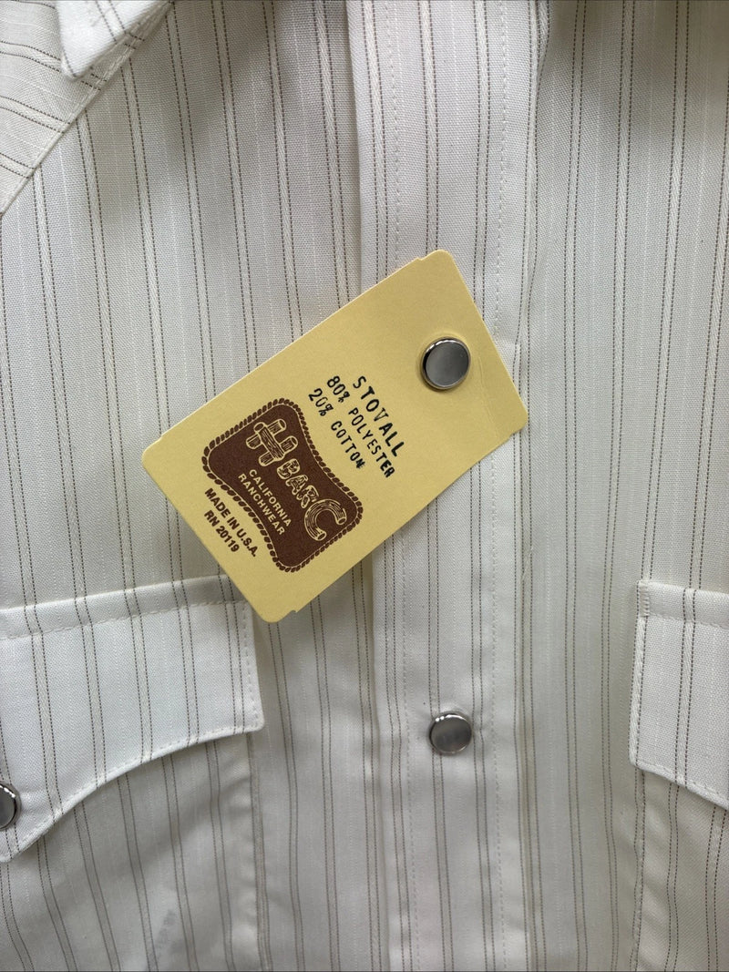 New Men’s California RanchWear  Yellow Strip Long Sleeve Pearl Snap Large M-58