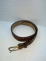 New Brown Genuine Leather Longhorn Tooled 32” Belt #82827 JJ-1