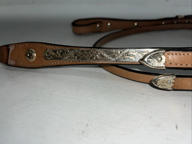 New Royal King Leather Metal Plate Browband Headstall W Split Reins #18-34 U-26