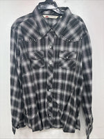 New Women’s Cumberland Black Plaid Long Sleeve Pearl Snap 2XL GG-12