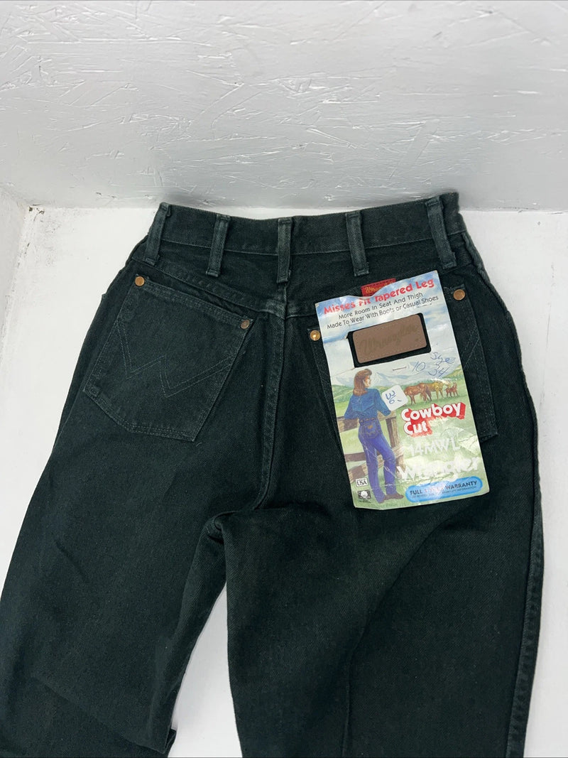 New Women’s Cowboy Cut Green Wrangler Denim Jeans. 10x34 I-7