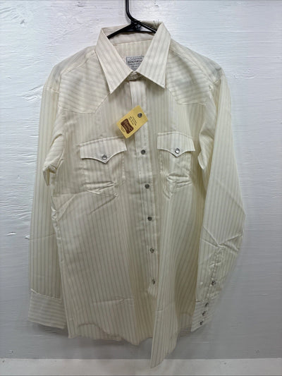 New Men’s California RanchWear  Yellow Strip Long Sleeve Pearl Snap Large M-58
