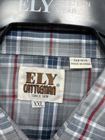 New Men’s ELY Cattleman Gray Multiple Flannel Long Sleeve Pearl Snap 2XL F-62
