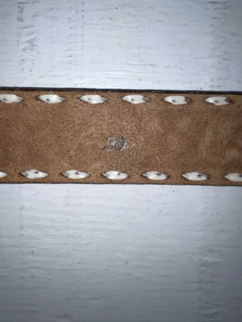 New Brown Genuine Leather Tooled And Weaved 30” Belt #18071 NN-24