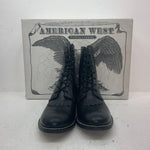 New Men’s Black Lace Up American West Cowboy Boots. 6991 12 E W. 10-12