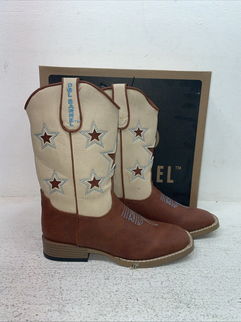 New Children’s Brown DBL Barrel Cowboy Boots. 4451402 2.5 2 1/2. 23-138