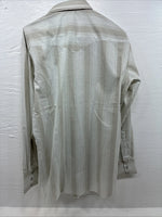 New Men’s H Bar C Tan White Stripe Long Sleeve Pearl Snap 16 X 34 Large Q-87