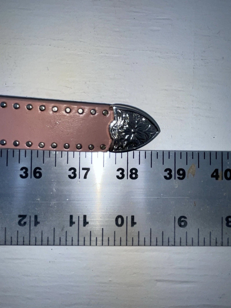 New Pink Genuine Leather Nocona Silver Bling 32” Belt #N4420430 JJ-46