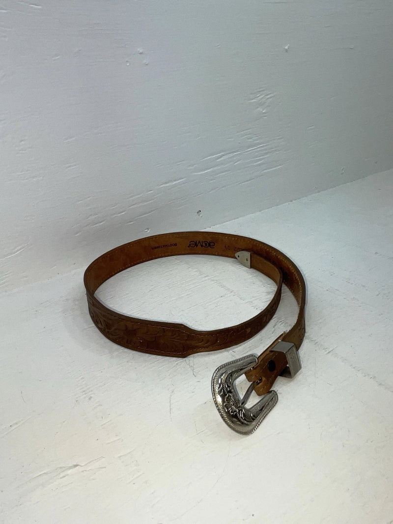 New Brown Genuine Leather Acme Tooled 28” Belt #5022 JJ-161