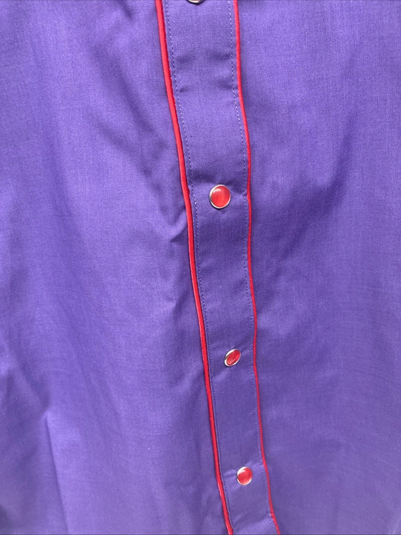 New Women’s White Horse Purple Long Sleeve Pearl Snap Medium KK-33