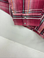 New Women’s Cumberland Pink Plaid Long Sleeve Pearl Snap XL GG-29